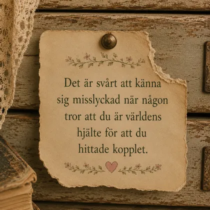 Lapp med texten om att känna sig som en hjälte när någon tror på en