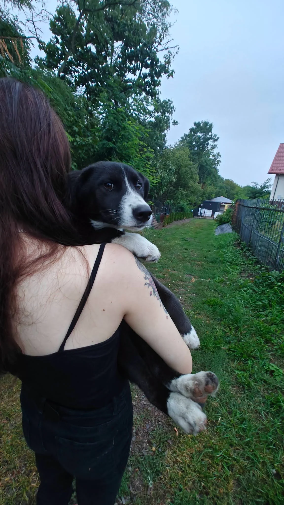 Kaja blir buren i en trygg famn