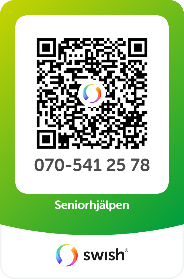 Swish QR-kod till Seniorhjälpen, telefonnummer 070-541 25 78