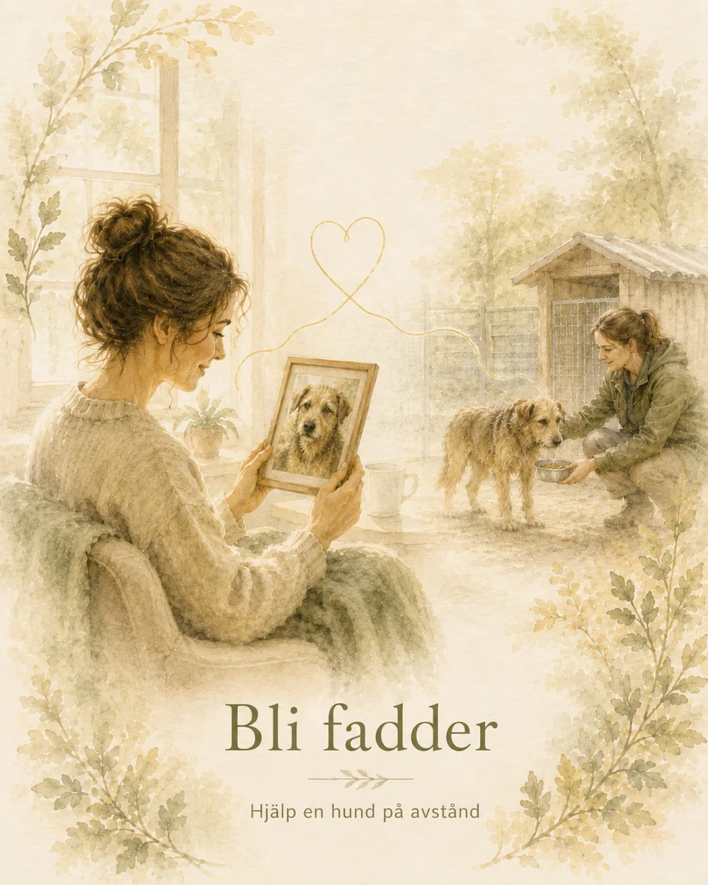 Vattenmålad illustration om att bli fadder till en hund